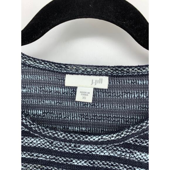 J. Jill Tunic Top Womens XS Blue Two Tone Marled Striped Long Sleeve Knit - Picture 3 of 5